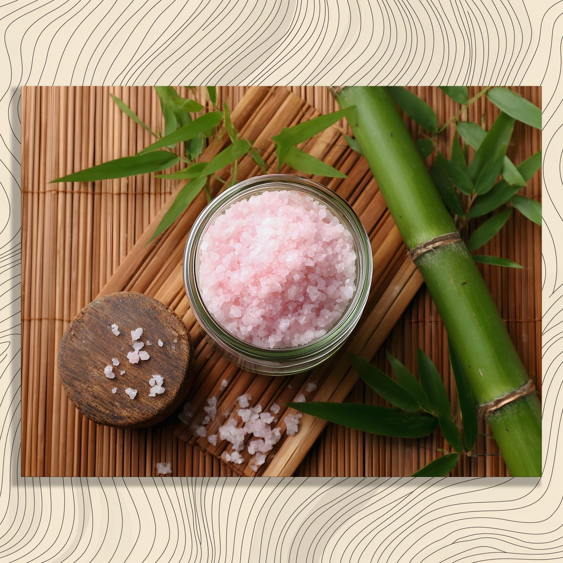 Pink Himalayan Salt Jar Bamboo Spa Zen Wellness Photographic Print