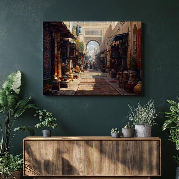 Marrakech Souk Moroccan Bazaar Rugs Archway Old Medina Street Wall Art