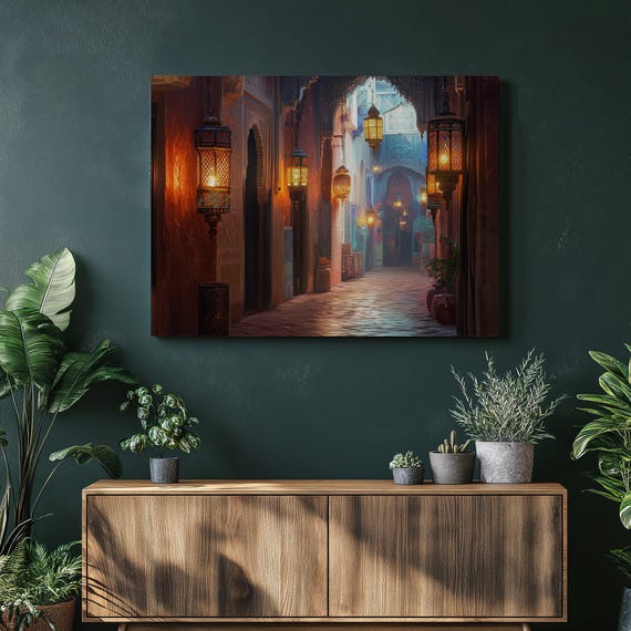 Marrakech Morocco Canvas Wall Art Print Colorful Souks And Palaces Boho Moroccan Home Decor Inexpensive Stretched