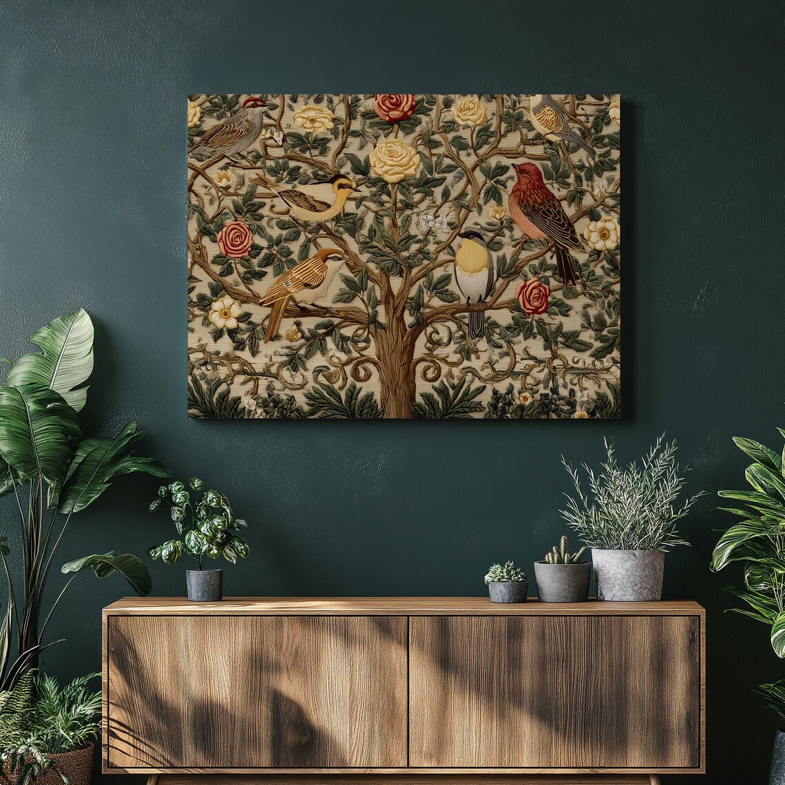 William Morris Birds Tree of Life Roses Botanical Tapestry Art Poster
