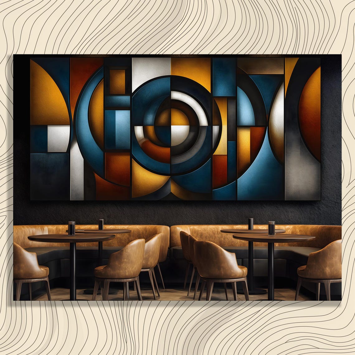 Geometric Circles Midcentury Modern Abstract Canvas Wall Art