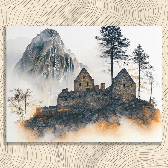 Surreal Canvas Wall Art Misty Ruins And Ancient History Abstract Landscape Print For Nature Lovers Bohemian Eclectic Decor