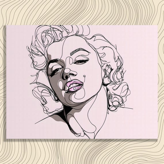 Minimalist Line Portrait Canvas Wall Art Modern Abstract Face Drawing In Pink Fashion Illustration Style Contemporary Woman Print Decor