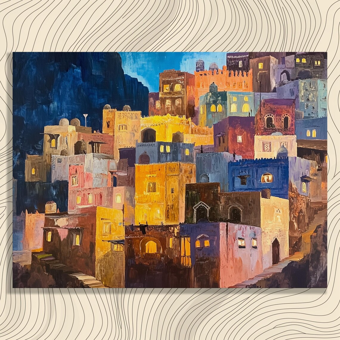 Yemen Sanaa Old City Colorful Tower Houses Middle East Art Poster