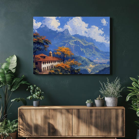 Colombia Canvas Wall Art South Landscape Painting Colorful And Grey Home Decor Large Modern Colombian Style
