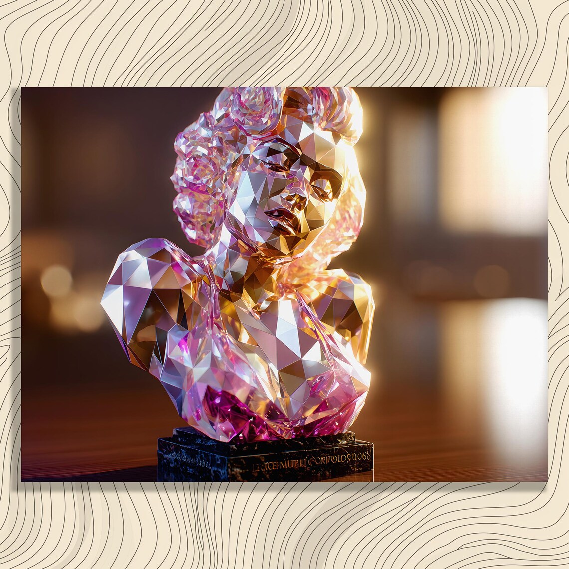 Abstract Crystal Bust, Modern Luxury Decor Art Print