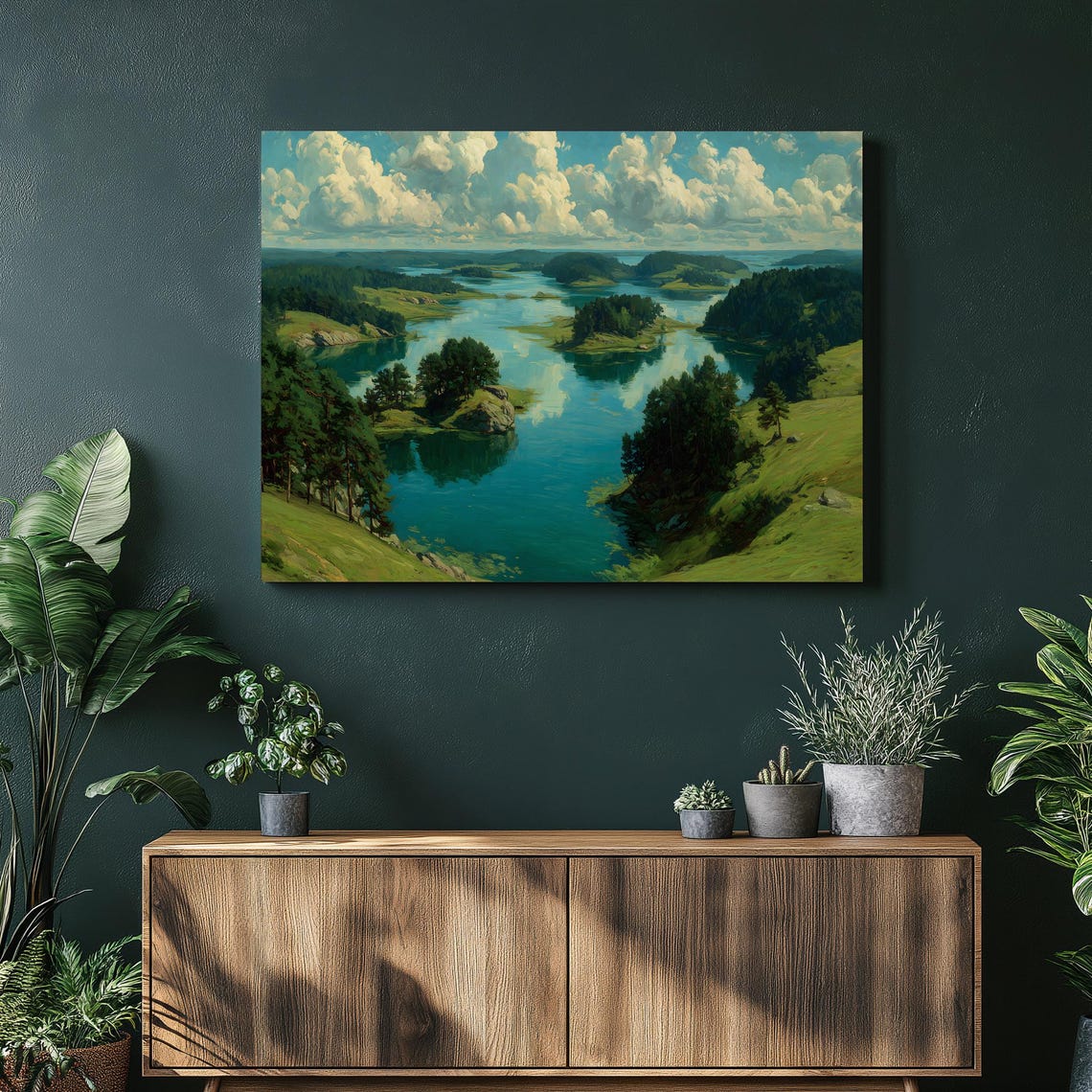 Norway Lake Islands Forest Landscape Panoramic Nature Poster