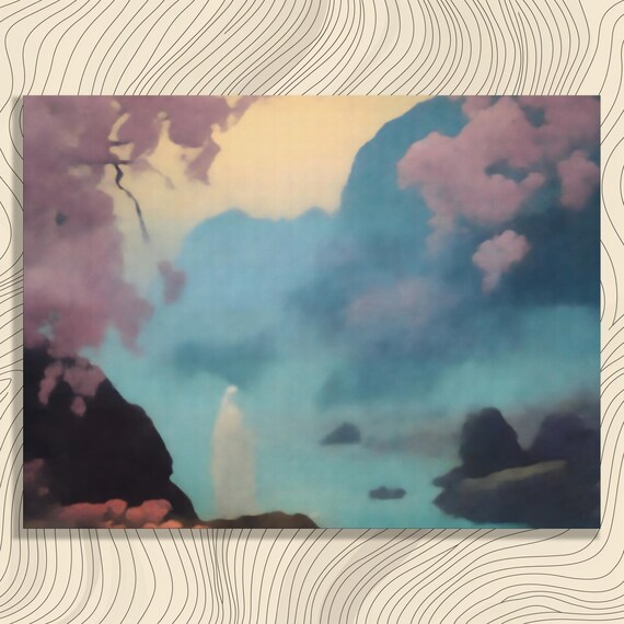 Dreamy Pastel Seascape Misty Waves Blush Pink Clouds Art Poster