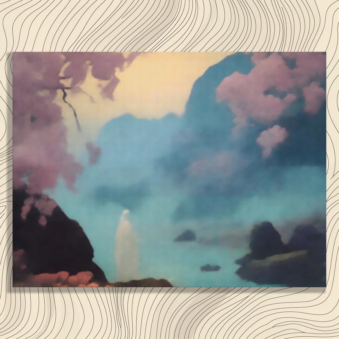 Dreamy Pastel Seascape Misty Waves Blush Pink Clouds Art Poster