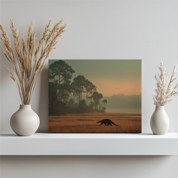 Giant Anteater Silhouette Marsh Sunset Tropical Wildlife Art Poster