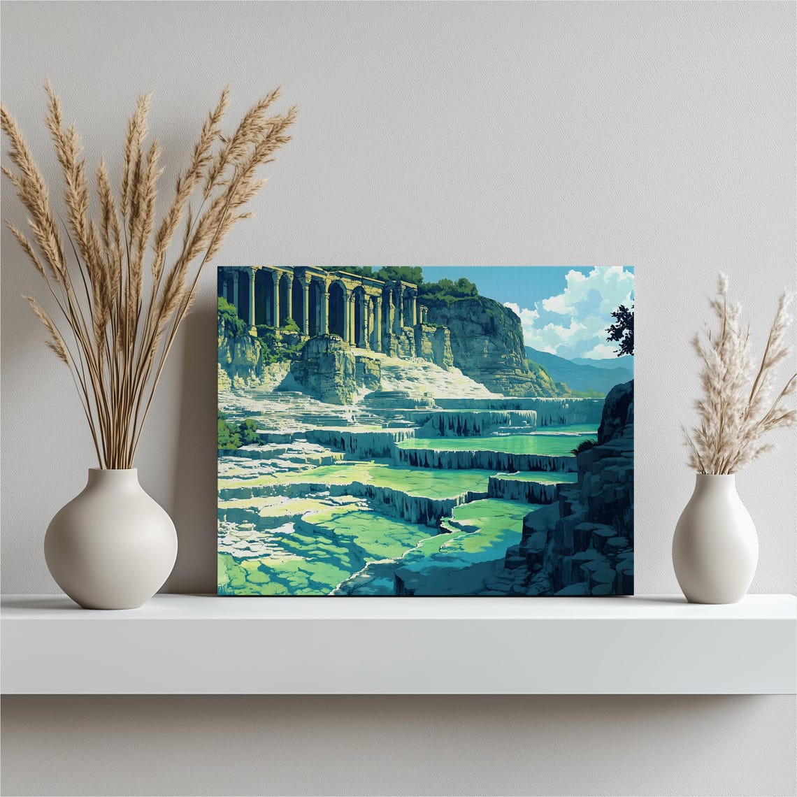 Pamukkale Travertine Terraces Turquoise Pools Landscape Poster