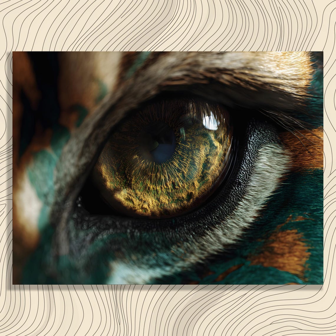 Tiger Eye Extreme Close Up Hyperreal Wildlife Detail Macro Poster