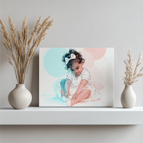 Sweet Toddler Girl Pastel Circles Nursery Sketch Wall Decor Poster