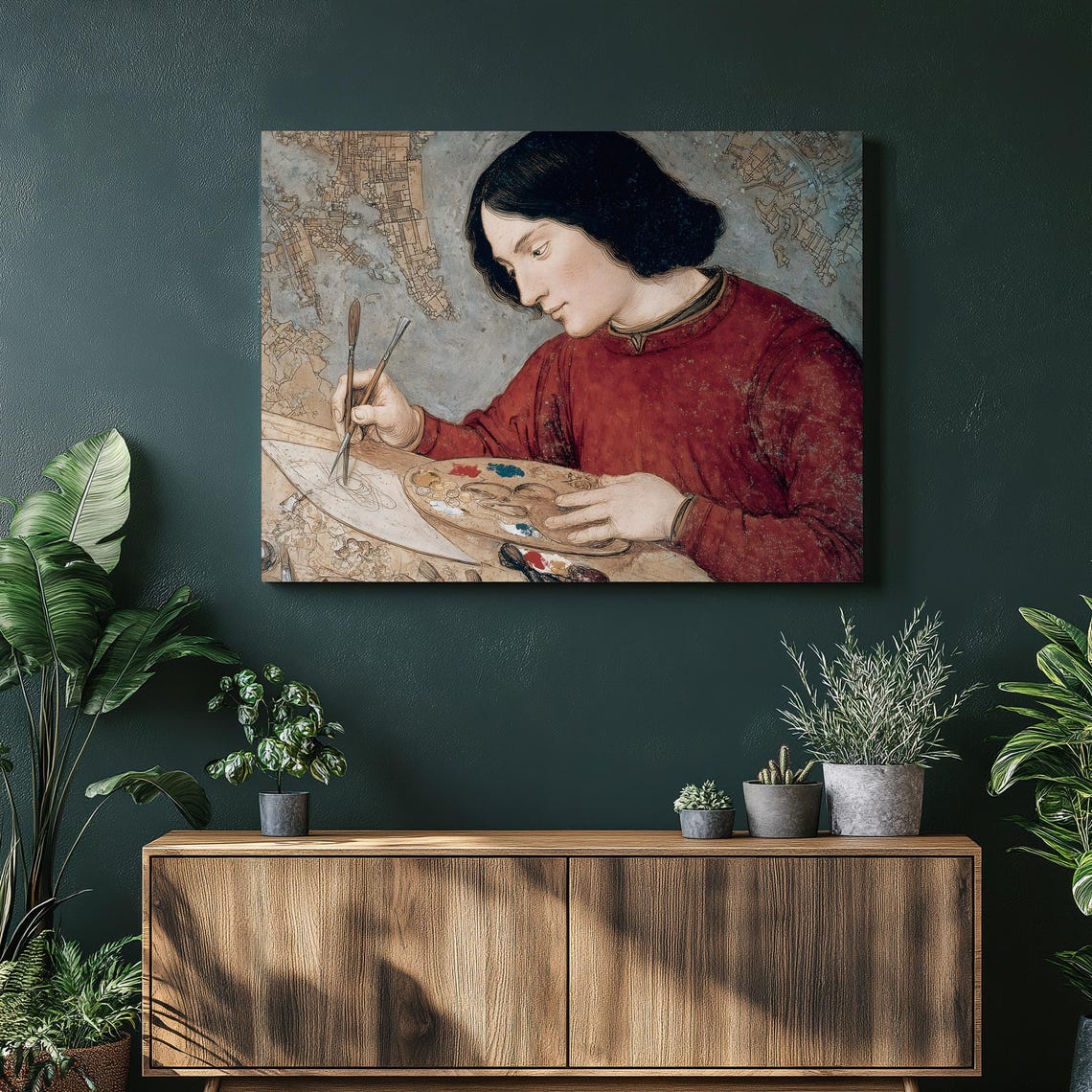 Renaissance Young Painter Artist with Palette Portrait Poster