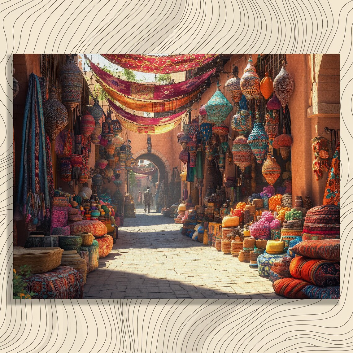 Marrakech Vibrant Moroccan Market Scene Art Print