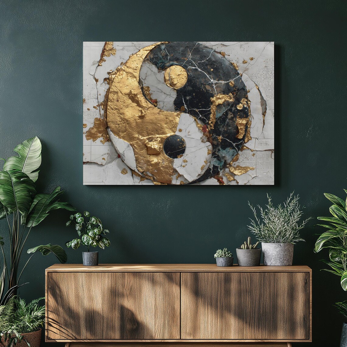 Yin Yang Gold Leaf Marble Abstract Feng Shui Zen Symbol Poster