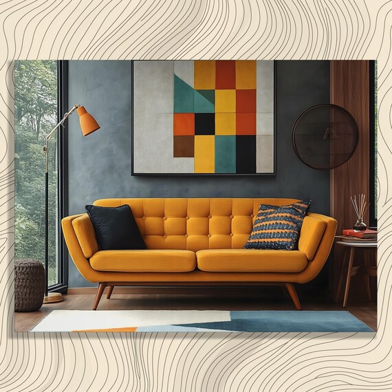Geometric Abstract Canvas Wall Art Modern Painting Print Mid Century Decor Contemporary Cubism Prints Home Gift