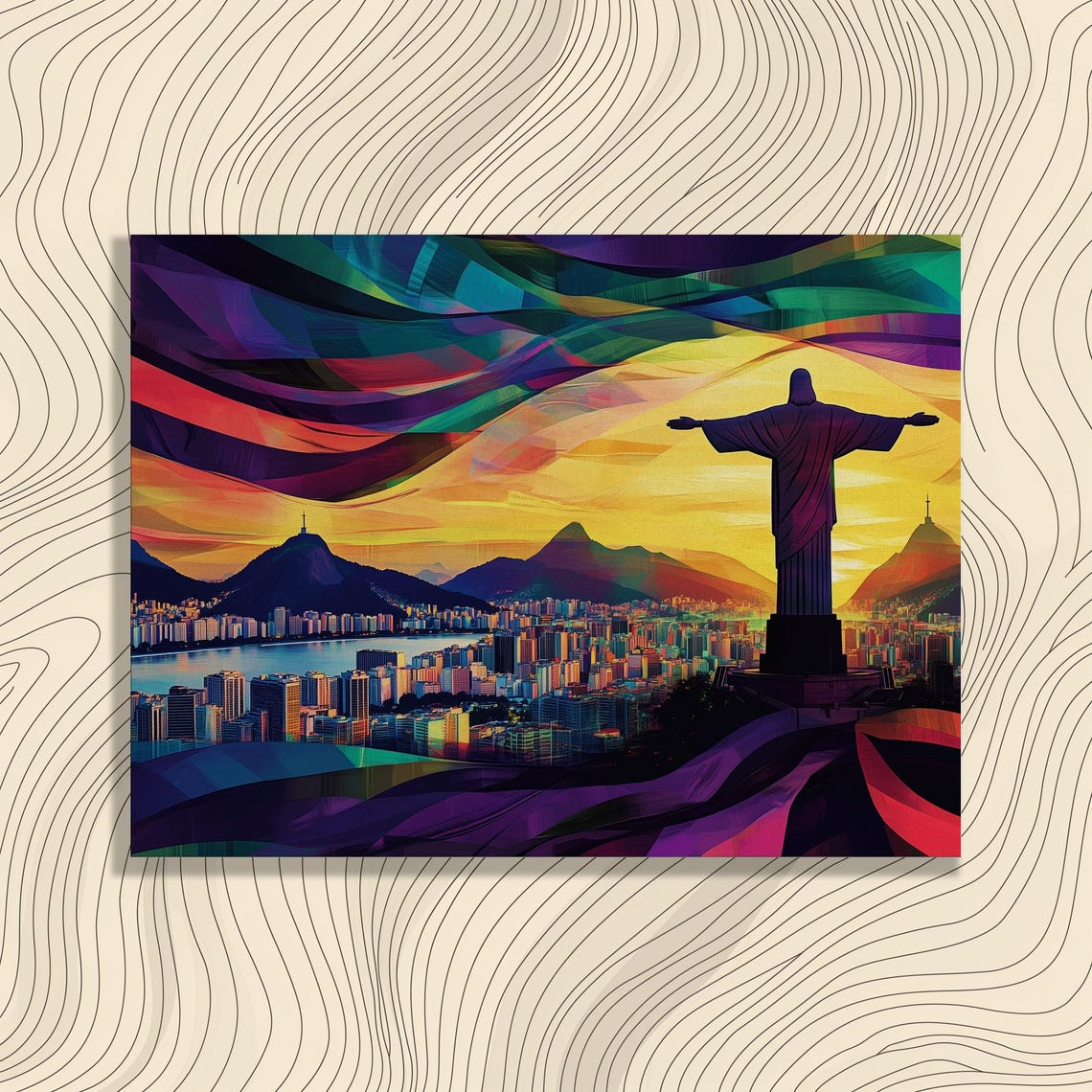 Christ the Redeemer Rio de Janeiro Sunset Skyline Art Poster