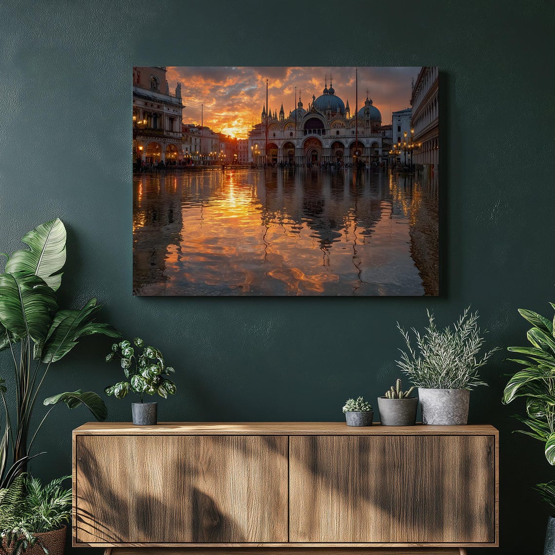 Venice Sunset St Marks Basilica Golden Reflection Canal Poster