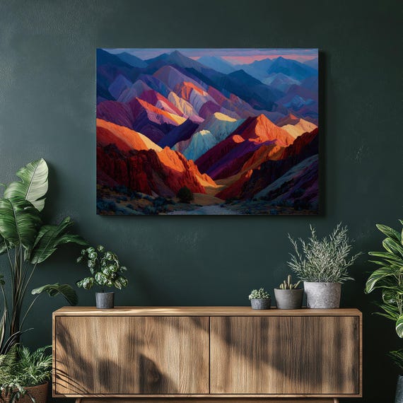Colorful Mountain Sunset Canvas Wall Art Vibrant Peaks Modern Decor Abstract Scenery Print Painting Inspired By Nature Landscape