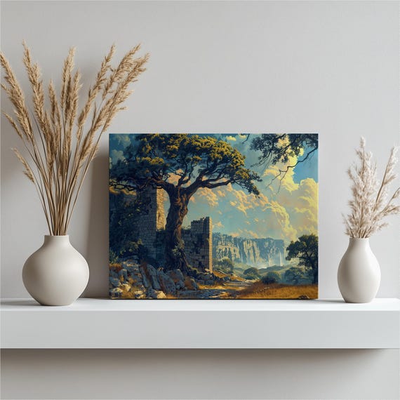 Zimbabwe Canvas Wall Art Realistic Oil Painting Of Ancient Ruins And Traditional Inexpensive Unique Living Room Decor