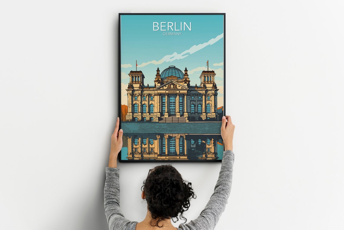 Berlin Germany Reichstag Glass Dome River Reflection Art Poster - Image 2