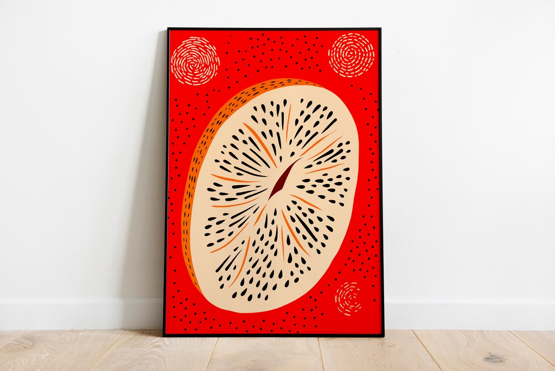 Watermelon Slice Pop Art Bold Red Background Graphic Fruit Art Poster - Image 2
