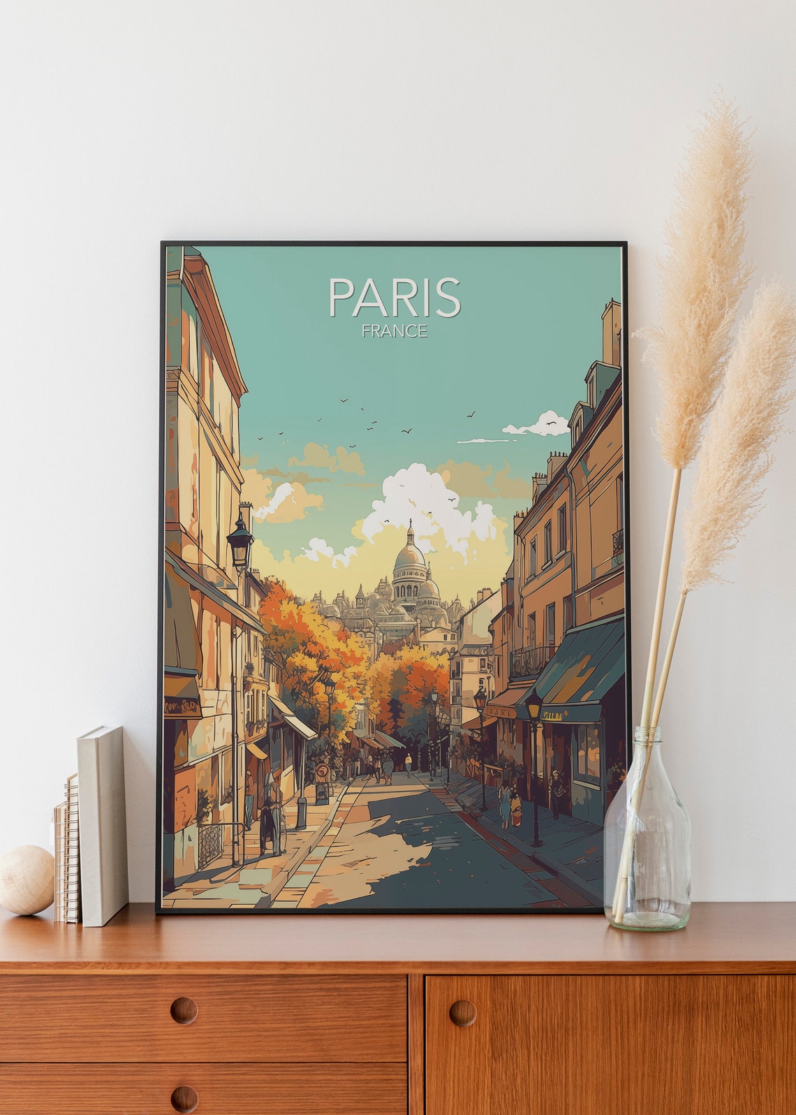 Paris Montmartre Sacre Coeur Street Scene Modern Travel Poster - Image 2