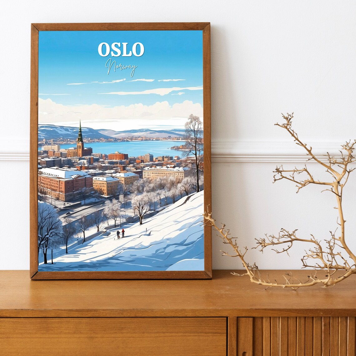 Winter In Oslo Travel Poster, Norway Art Print - Image 3