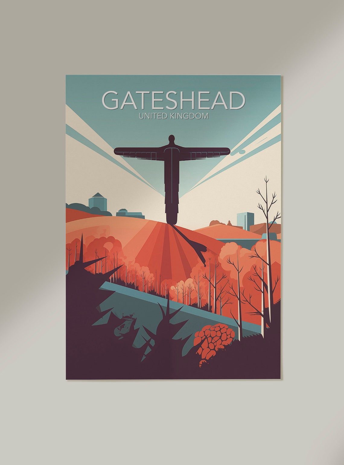 Gateshead United Kingdom Angel of the North Sculpture Art Poster - Image 2