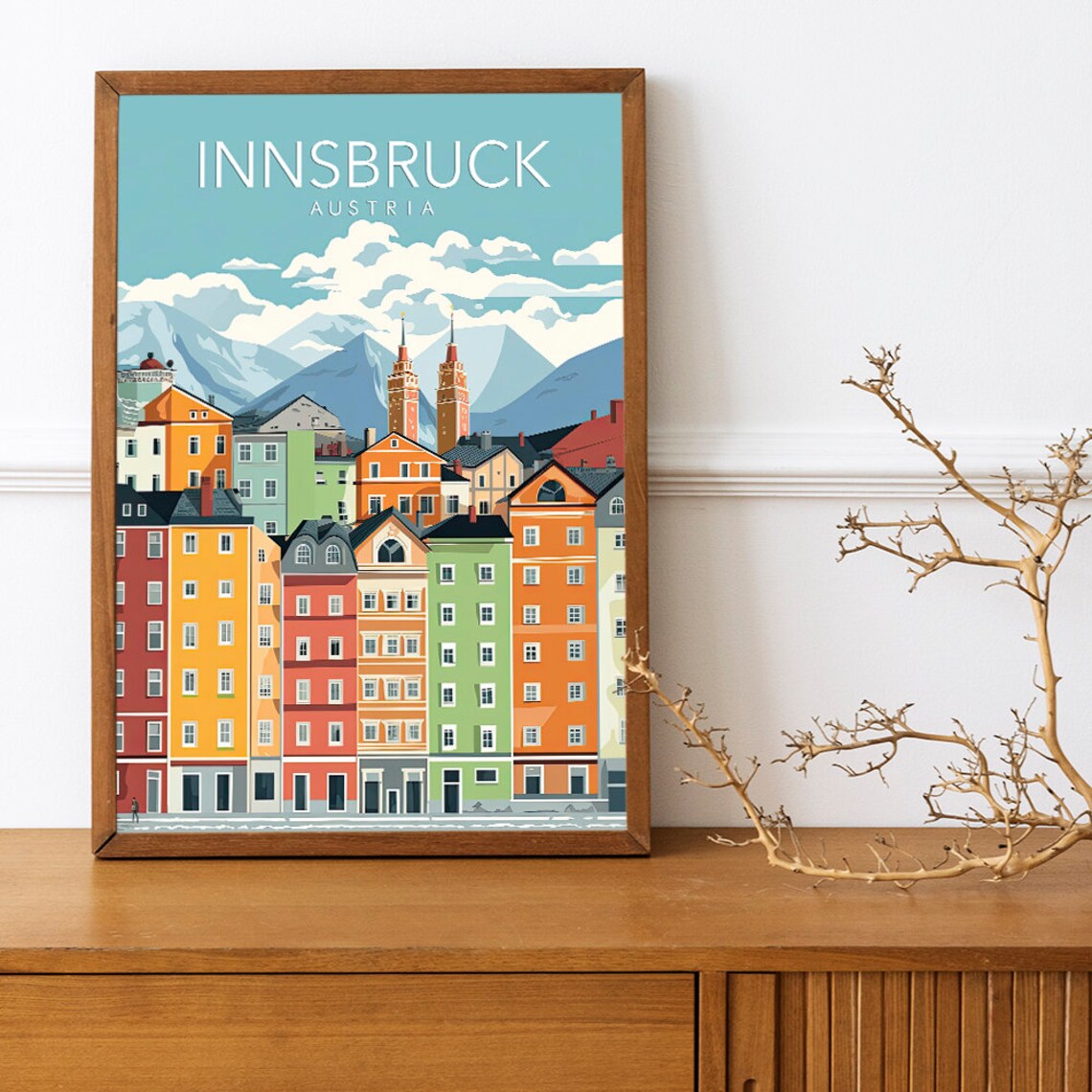 Innsbruck Austria Colorful Old Town Alpine Mountain View Poster - Image 2