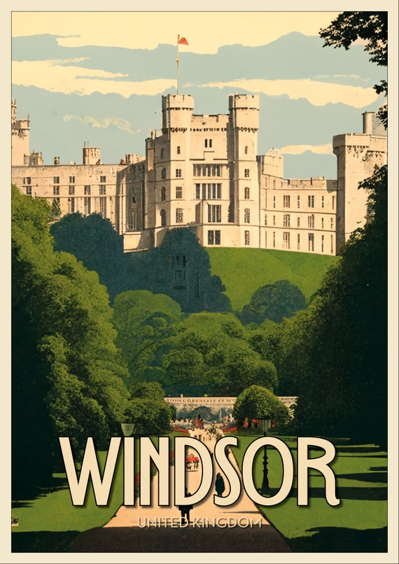 Windsor Castle Art Print Vintage Poster Print Available In Sizes A5 A4 A3