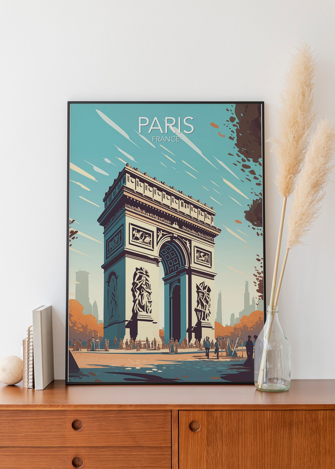 Paris France Arc de Triomphe Monument Golden Daylight Art Poster - Image 3