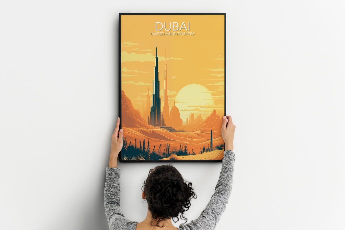 Dubai United Arab Emirates Golden Desert Sunset Skyline Poster - Image 2