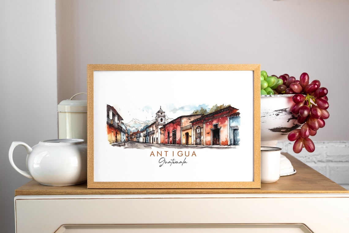Antigua Guatemala Minimalist Ink Print Available In Many Sizes And Finishes - Image 3
