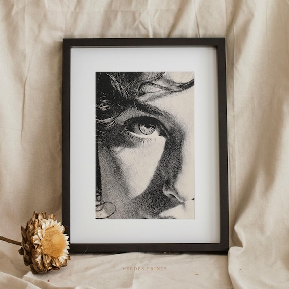 Minimalist Eye Portrait Charcoal Sketch Art Print 611