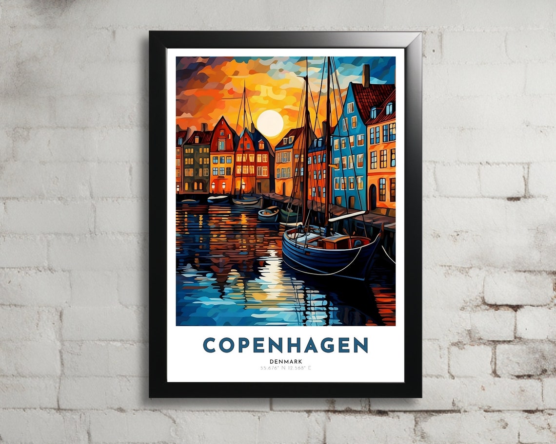 Copenhagen Travel Poster Of Denmark Art Nouveau Gift For Lovers Of Copenhagen Denmark Wall Art Decor Of Copenhagen