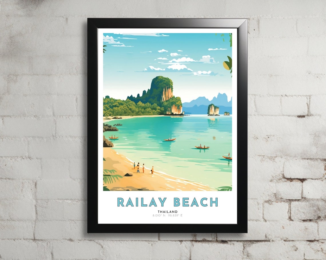 Railay Beach Thailand Karst Cliffs Turquoise Sea Tropical Poster