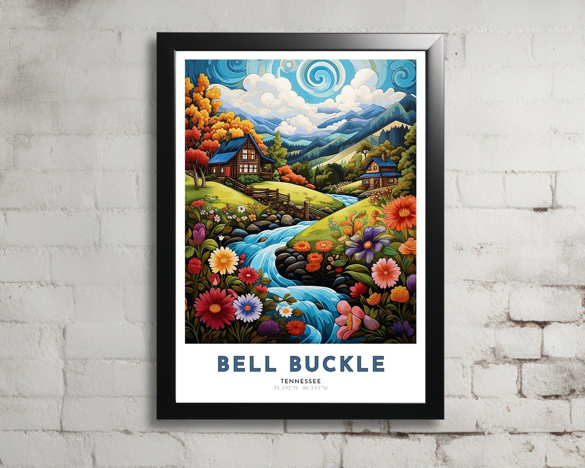 Bell Buckle Tennessee Flower Stream Cabins Daylight Travel Poster