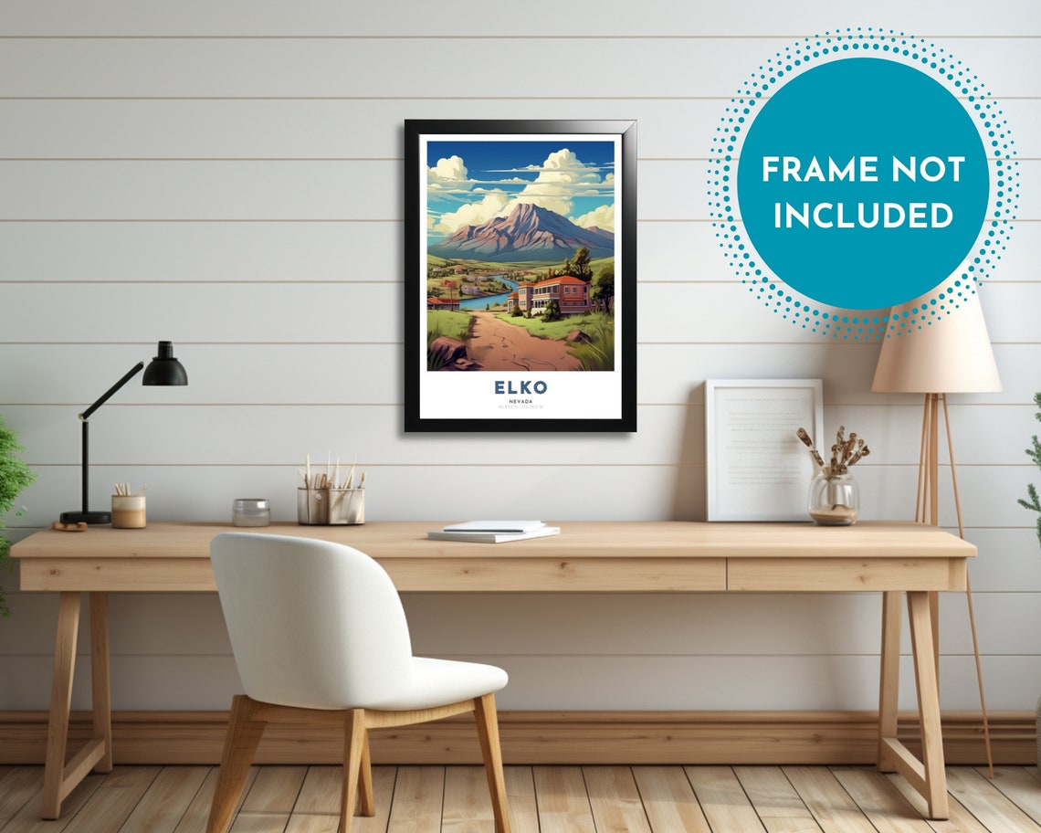 Elko Nevada Mountain Town Vintage Style Peak Valley Travel Art Poster - Image 2