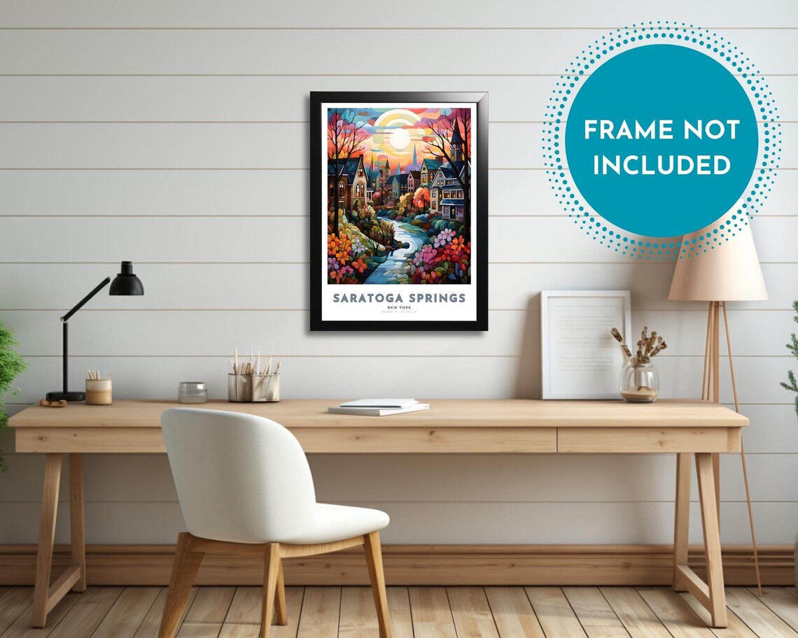 Saratoga Springs New York Evening Village Flower Stream Poster - Image 2