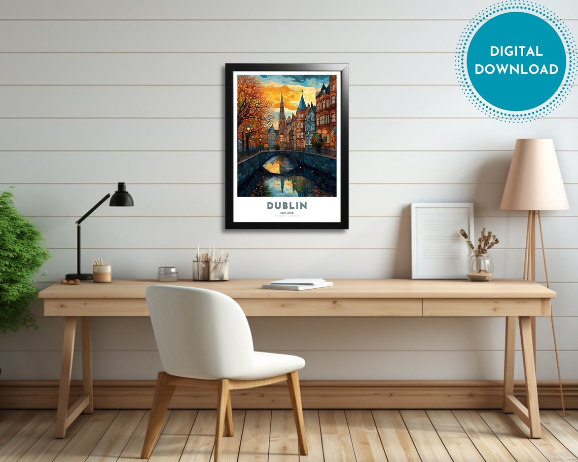 Dublin Travel Poster Of Ireland Art Nouveau Gift For Lovers Of Dublin Ireland Wall Art Decor Of Dublin Painting - Image 2