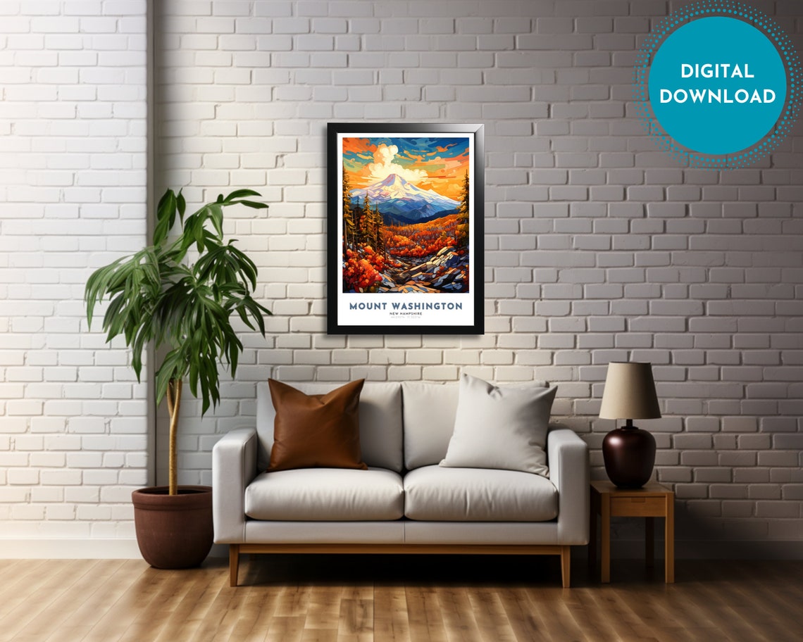 Mount Washington Travel Poster Art Nouveau Gift For Lover Of New Hampshire Wall Art Decor Of White Mountains Painting - Image 4