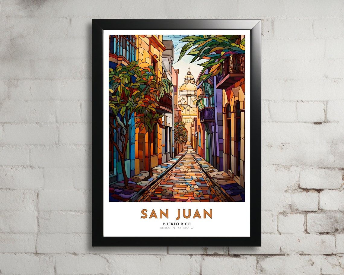 San Juan Travel Poster Of Puerto Rico Art Nouveau Gift For Lovers Of Puerto Rico Wall Art Decor Of San Juan Painting