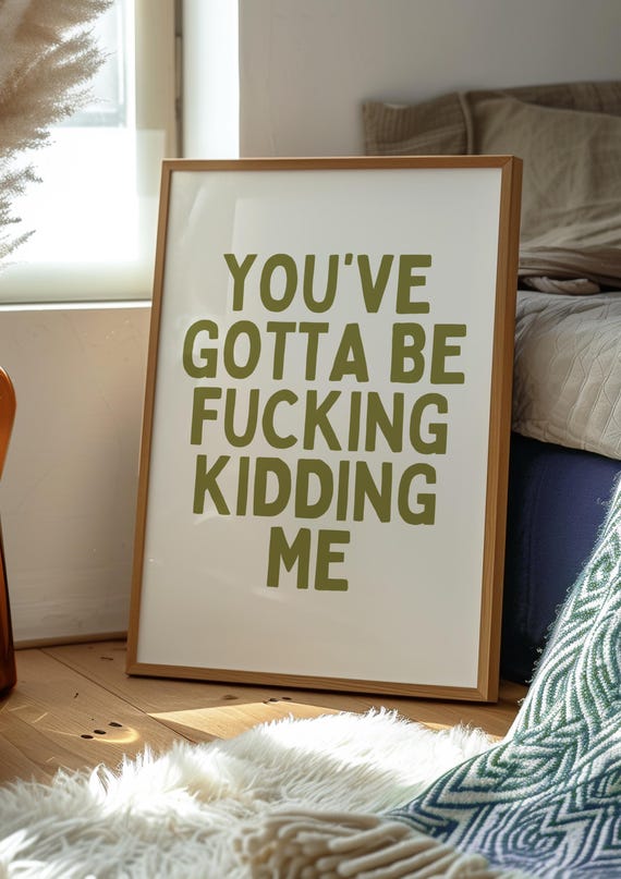 Youve Gotta Be Kidding Me Funny Unframed Poster Sarcastic Cuss Word Art Print Relatable Quote Bedroom Wall Typographic