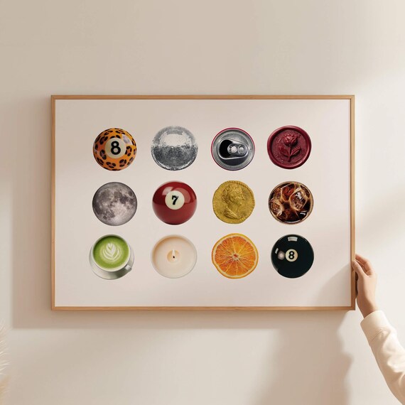 Leopard 8 Ball Retro Collage Art Print