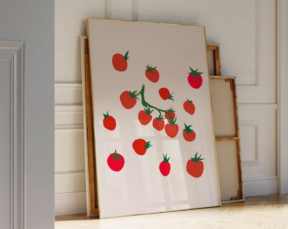 Tomato Print Kitchen Wall Art Minimalist Dining Room Decor Retro Food Illustration Vintage Vegetable Posters