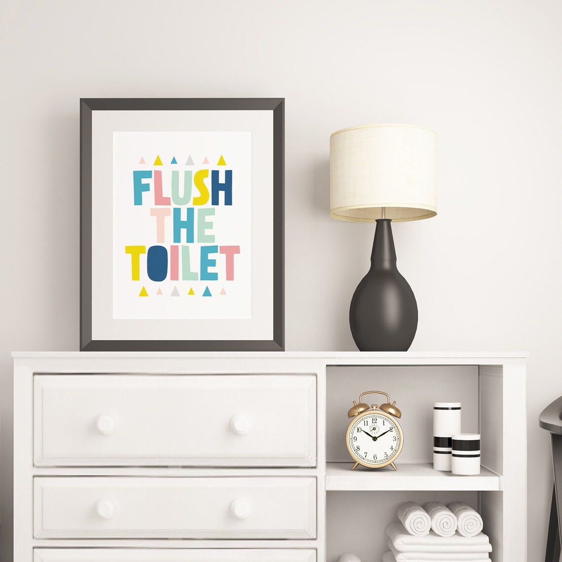 Flush The Toilet Colorful Kids Bathroom Reminder Sign Wall Art - Image 2