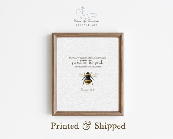 Proverbs 16 24 Honeycomb Bee Scripture Christian Verse Faith Poster