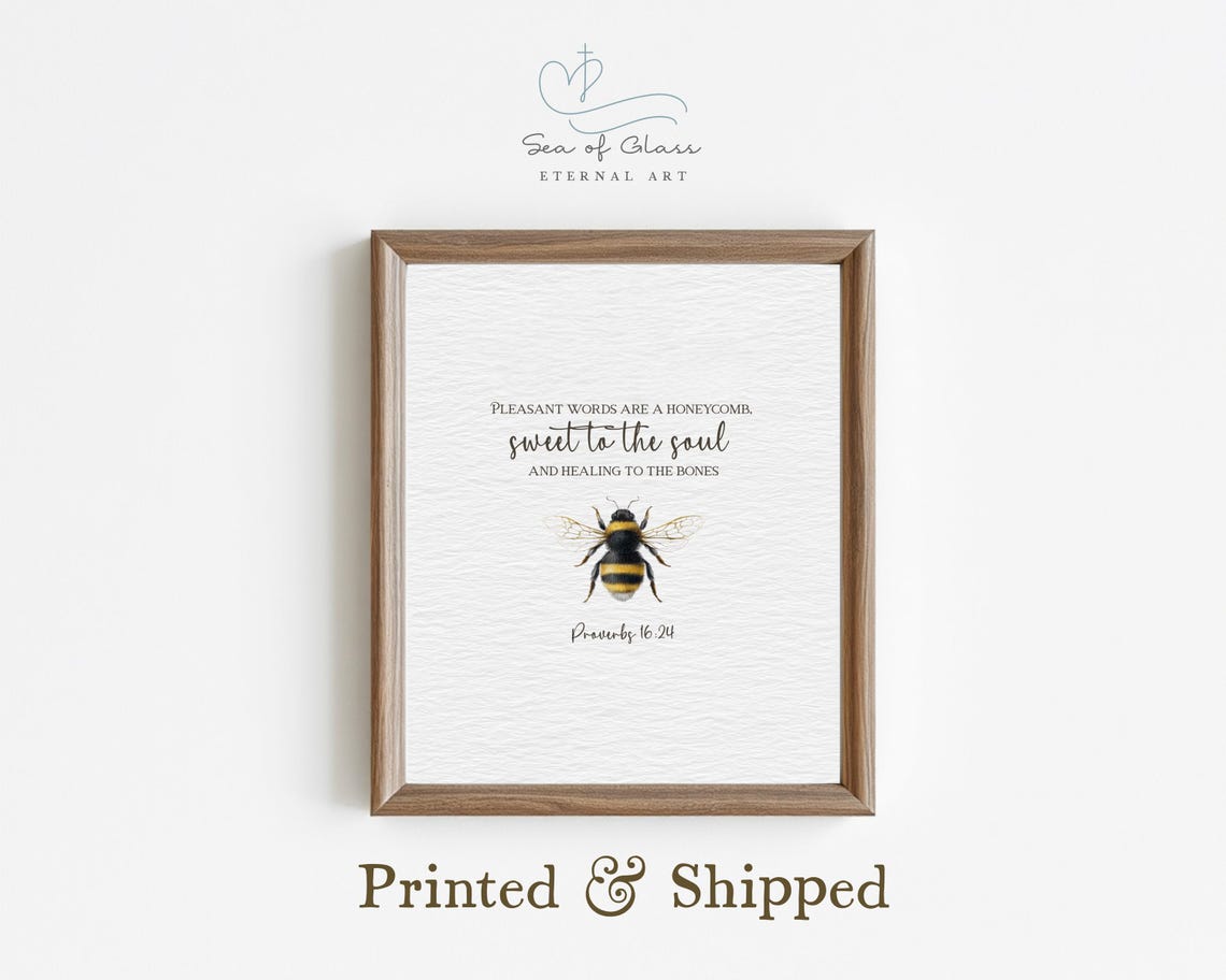 Proverbs 16 24 Honeycomb Bee Scripture Christian Verse Faith Poster